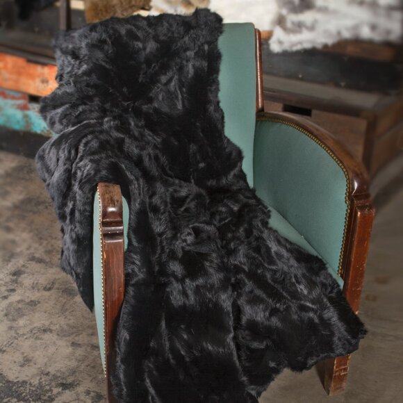 Natural Home Decor Classic Rabbit Throw | 1-Piece | Black | 50"x60" - Picture 2 of 3